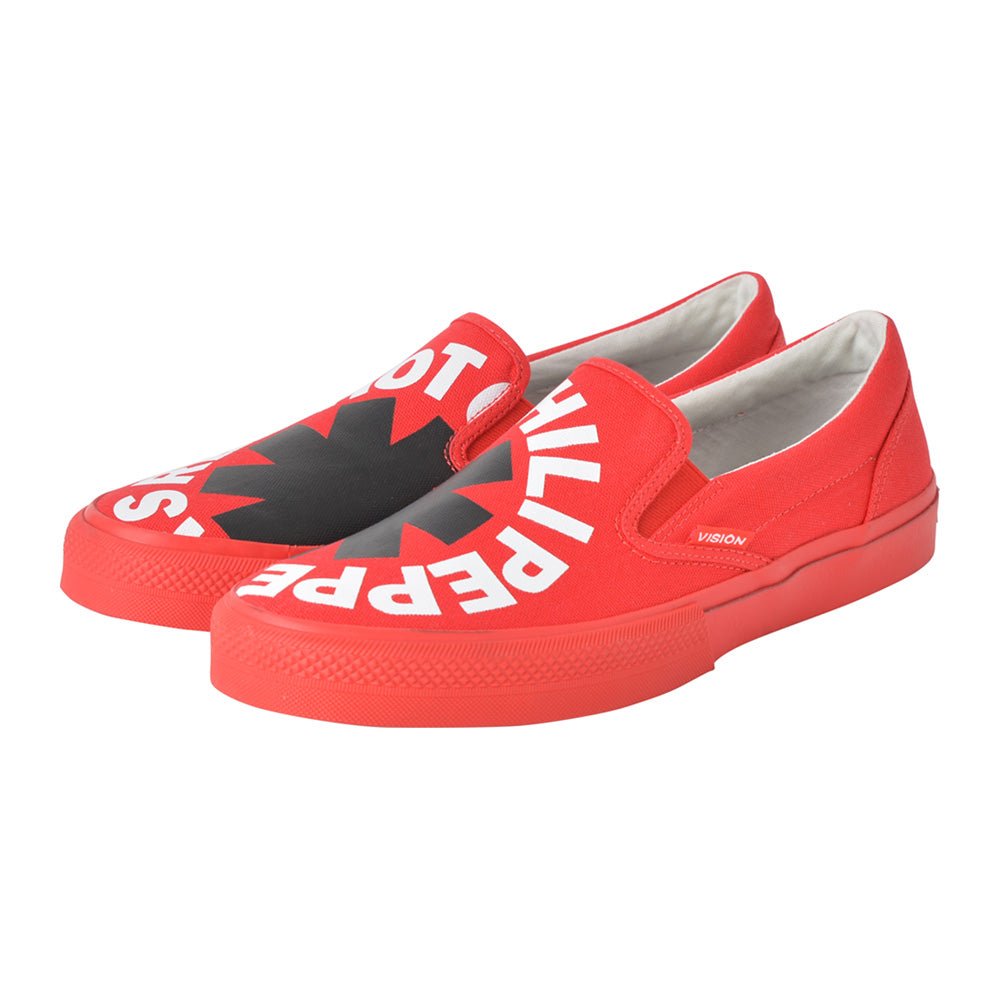 RED HOT CHILI PEPPERS レッドホットチリペッパーズ (来日 35周年 ) - CANVAS SLIP - ON RHCP Red / VISION STREET WEAR(ブランド) / スニーカー / レディース - PGS